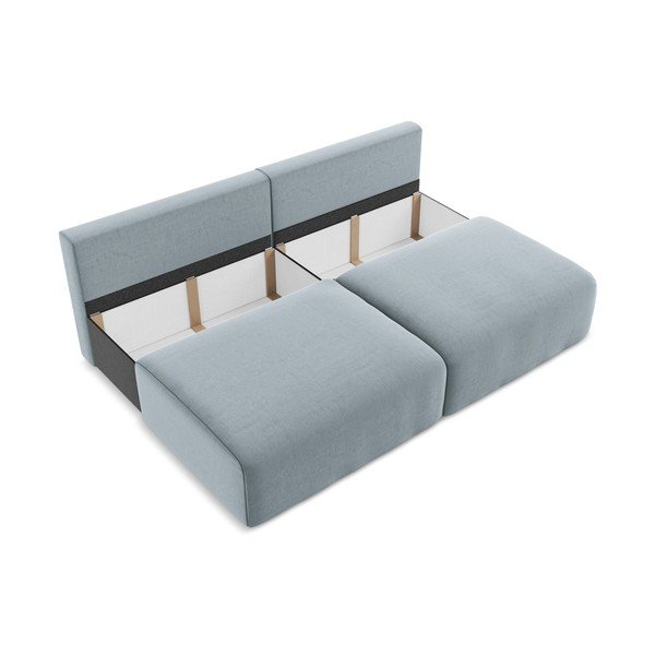Plava baršunasti sklopiva/s prostorom za odlaganje sofa 216 cm Kalena – Makamii-image-4