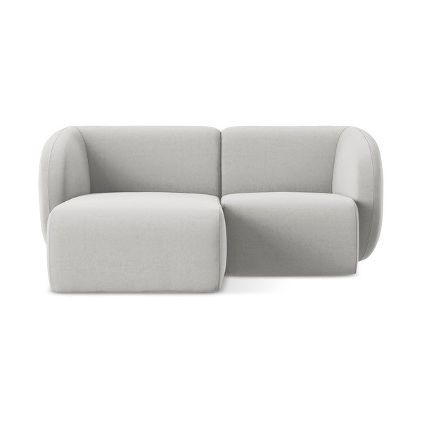 Svijetlo siva baršunasti kutna garnitura (s lijevim kutom/s ležaljkom) Lani – Makamii