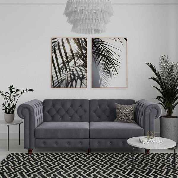 Tamno siva baršunasti sklopiva sofa 236 cm Felix – Støraa-image-4