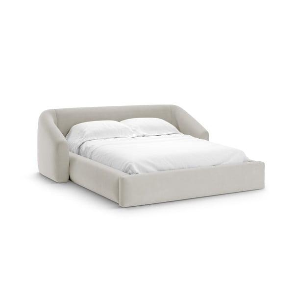 Bež tapecirani bračni krevet s prostorom za odlaganje s podnicom 200x200 cm Campi – Cosmopolitan Design