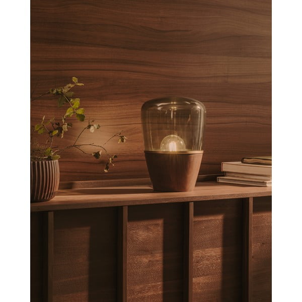 Zelena/u tamnoj prirodnoj boji stolna lampa sa staklenim sjenilom (visina 30 cm) Silex – Kave Home-image-1