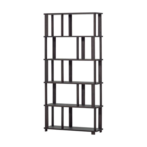 Tamno smeđa biblioteka od punog hrasta 90x186x30 cm Riss – WOOOD-image-2