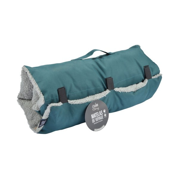 Plavi putni krevetić za pse od sherpa flisa 80x50 cm Essentiel – Love Story