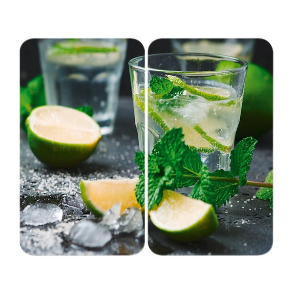Set od 2 staklena poklopca za štednjak Wenkoo Mojitos, 52 x 30 cm