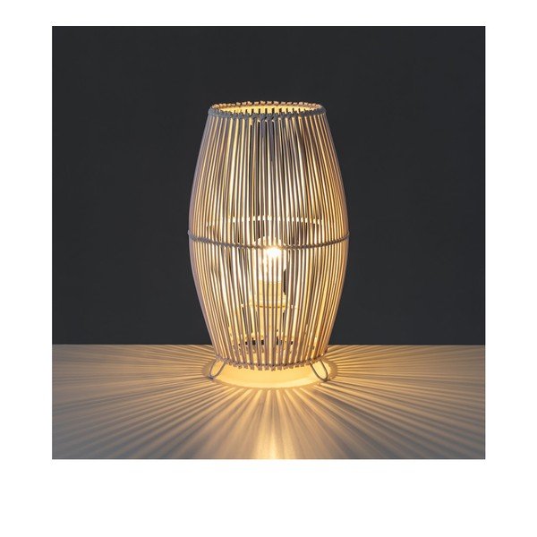 Bijela stolna lampa s bambusovim sjenilom (visina 29 cm) – Casa Selección-image-1