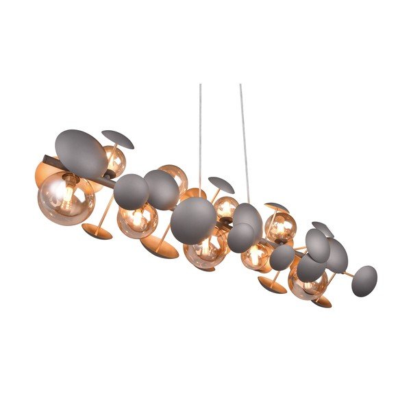 Siva/u zlatnoj boji viseća svjetiljka sa staklenim sjenilom Bubble – Trio Select-image-1