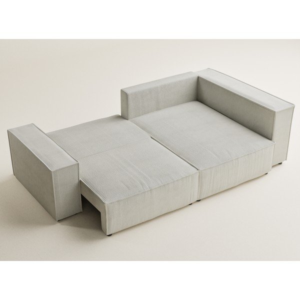 Krem sklopiva/s prostorom za odlaganje kutna garnitura od samta (s desnim kutom/u obliku slova L) Tonga – Maison de Rêve-image-3