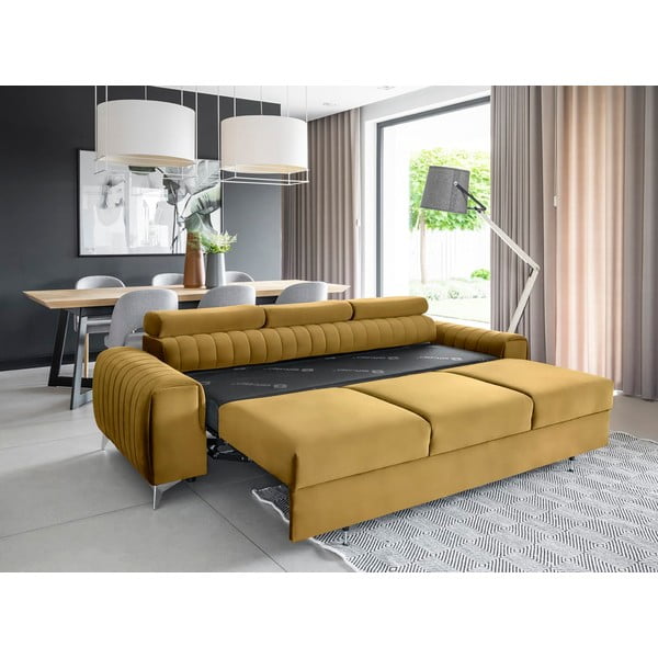 Senf žuta baršunasti sklopiva sofa 261 cm Laurence – ELTAP-image-4