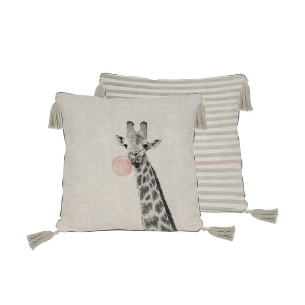 Sivi jastuk od mješavine lana Little Nice Things Giraffe, 45 x 45 cm