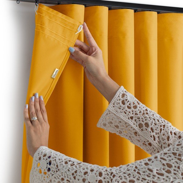 Senf žuta zavjesa za djelomično zamračenje od samta 400x175 cm Velto – Filumi-image-3