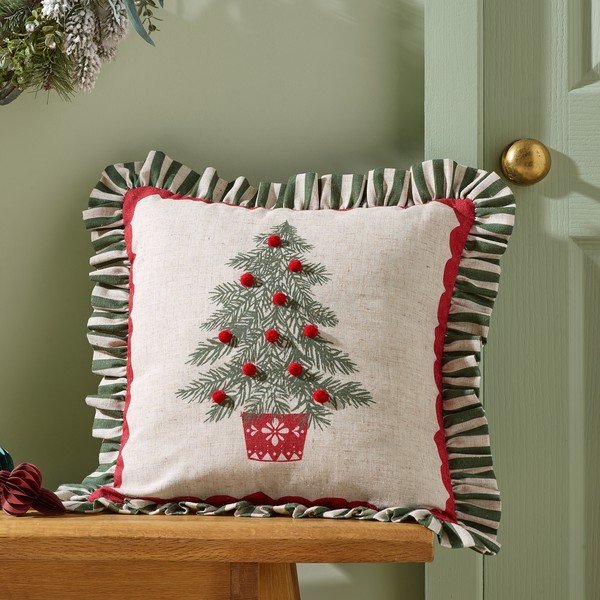 Ukrasni jastuk s božićnim motivom 45x45 cm Frilled Christmas Tree – Catherine Lansfield-image-1