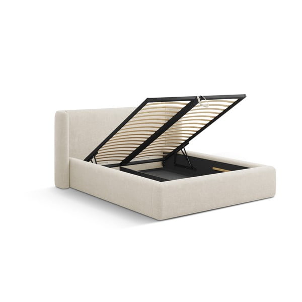 Krem tapecirani bračni krevet s prostorom za odlaganje s podnicom 200x200 cm Jason – Windsor & Co Sofas-image-2