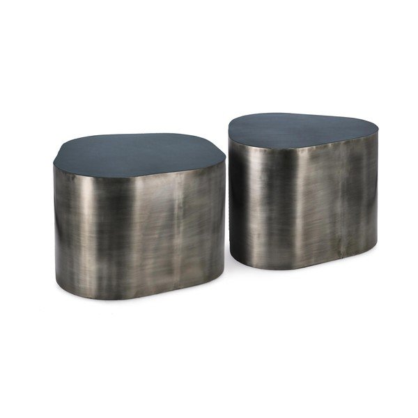 Antracitno sivi metalni stolići za kavu u setu 2 kom 59x60 cm Kalinda – Bizzotto-image-2