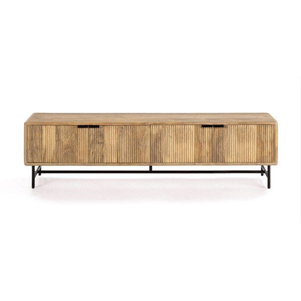 TV komoda od masivnog manga u prirodnoj boji 190x50x40 cm Mundra – MOME