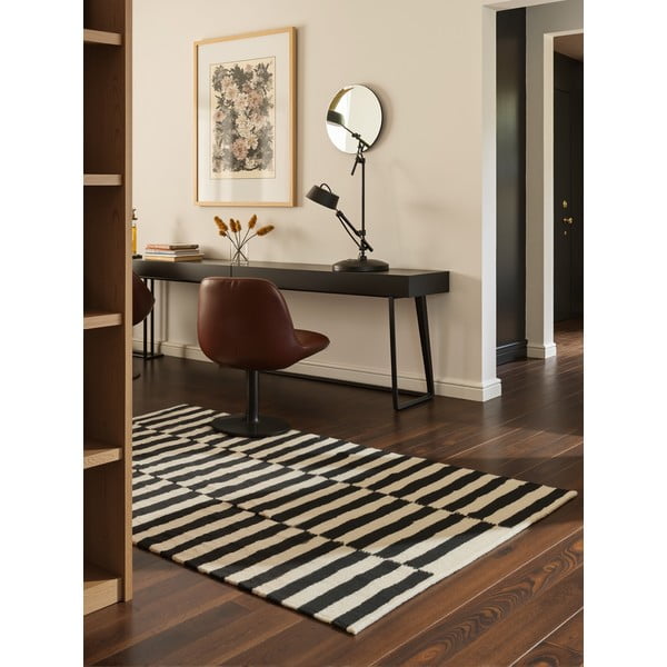 Crno-bijeli obostrani/ručno rađen vuneni tepih 120x180 cm Donna – Hanse Home-image-1