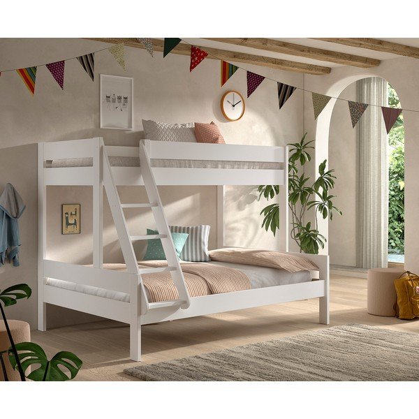 Bijeli dječji krevet na kat s podnicom 140x200/90x200 cm Primo – Vipack-image-1