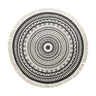 Bež-crni ručno tkani pamučni tepih Westwing Collection Benji, ø 150 cm