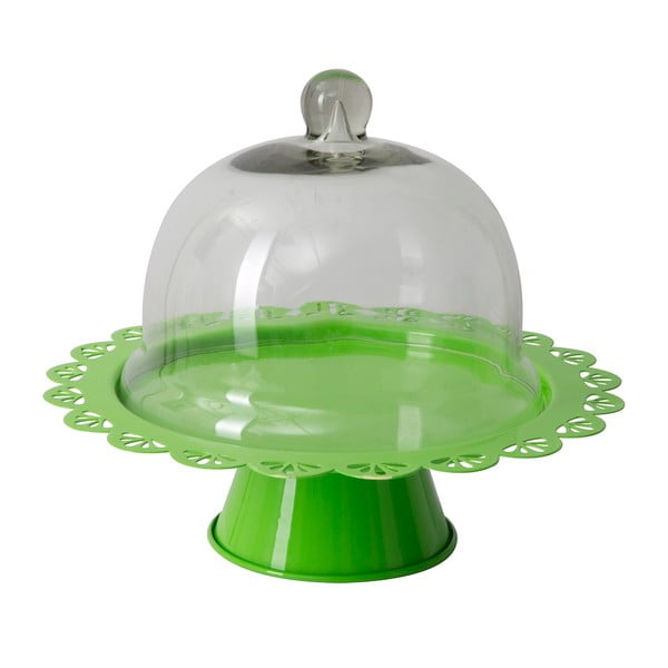 Zeleni stalak za torte sa staklenim poklopcem Mauro Ferretti, ø 27,5 cm