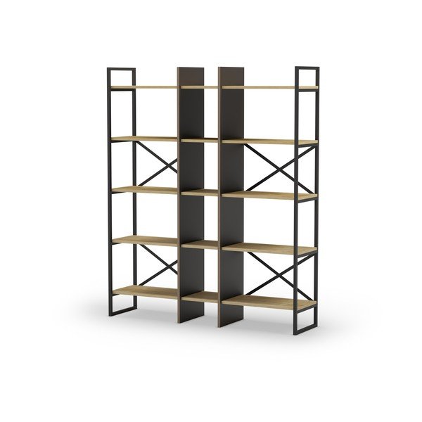 Biblioteka u dekoru hrasta u prirodnoj boji 143,5x175 cm Ara – Marckeric-image-2