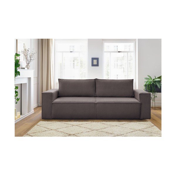 Smeđe-siva sklopiva sofa od samta 245 cm Nihad – Bobochic Paris-image-4
