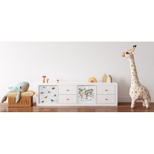 Bijeli tekstilni organizator za dječje igračke 32x32x32 cm Dino Friends – Butter Kings-image-1