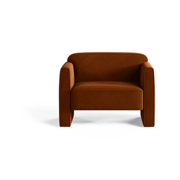 Baršunasti fotelja boja terakote Abby – Micadoni -image-1
