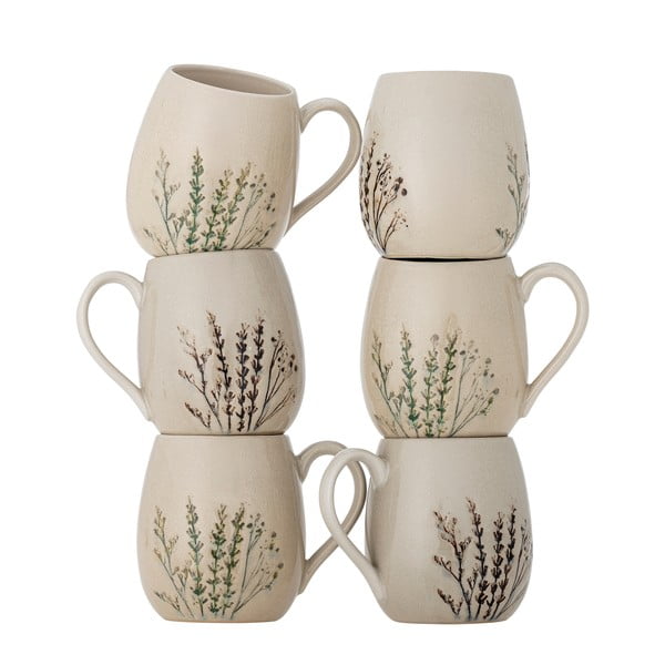 Bež šalice u setu 6 kom od kamenine 400 ml Bea – Bloomingville