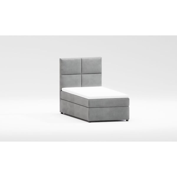 Svijetlo sivi tapecirani krevet s prostorom za pohranu s podnicom 100x200 cm Lena – Ropez