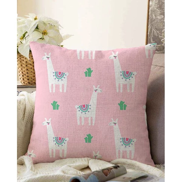 Ružičasta jastučnica s udjelom pamuka Minimalist Cushion Covers Alpaca, 55 x 55 cm
