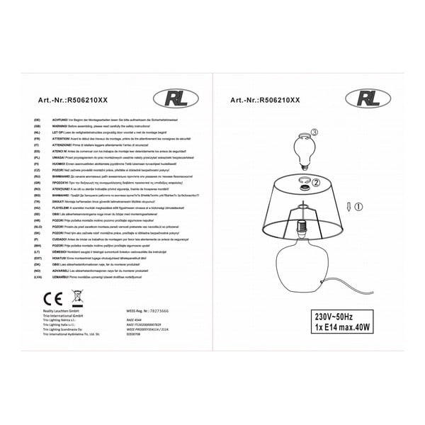 Crna stolna svjetiljka od keramike i tkanine Reality Luxor, visina 26 cm-image-3