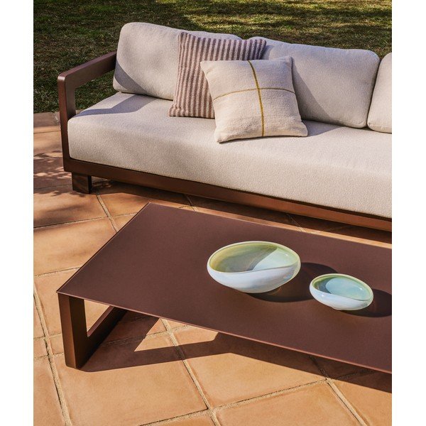 Smeđa/bež vrtna garnitura aluminijska za 3 osobe Nerano – Kave Home-image-1
