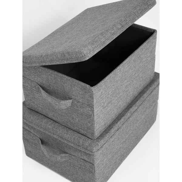 Siva tekstilna kutija za pohranu s poklopcem 45x34x25 cm Soft Storage – Bigso-image-2