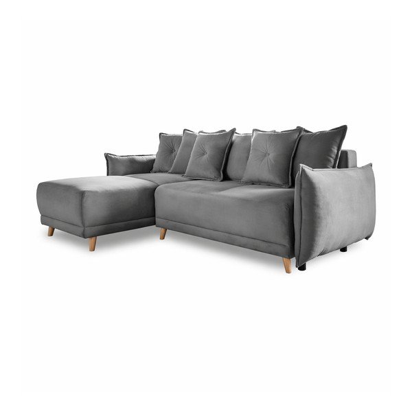 Siva sklopiva kutna garnitura od samta (promjenjiva) Lazy Lukka – Miuform