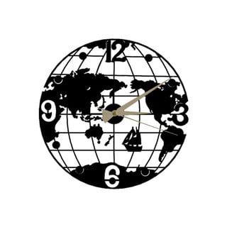 Crni zidni sat Globe Clock, ⌀ 50 cm