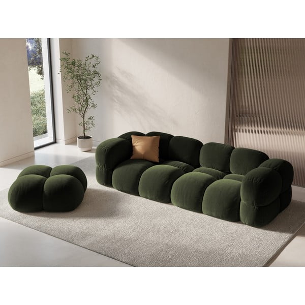 Zelena baršunasti sofa 250 cm Loretto – Cosmopolitan Design-image-1