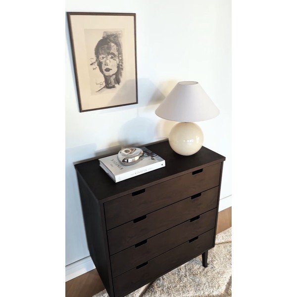 Komoda od punog hrasta u tamnoj prirodnoj boji 75x85x38 cm Garrison – Rowico-image-1