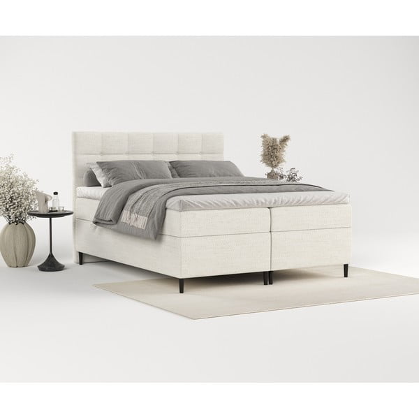 Krem boxspring krevet s prostorom za pohranu 160x200 cm Urbaneo – Maison de Rêve-image-1
