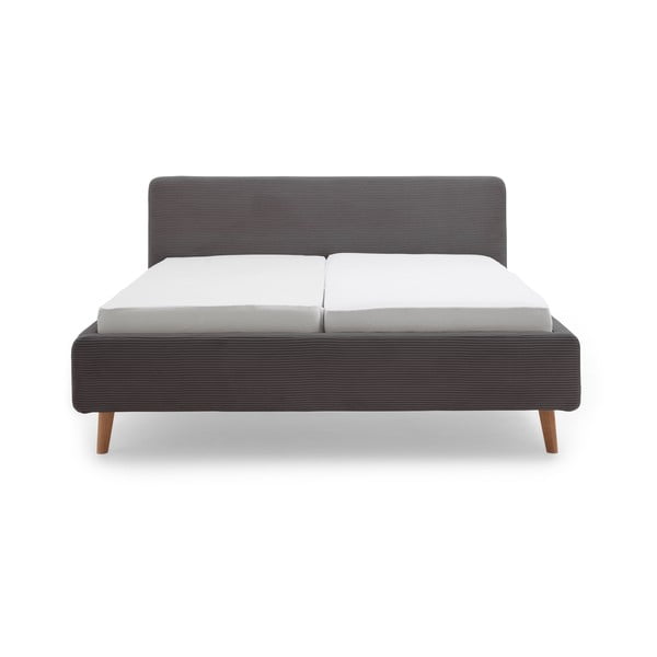 Tamno sivi tapecirani bračni krevet bez podnice 160x200 cm Mattis Cord – Meise Möbel-image-2