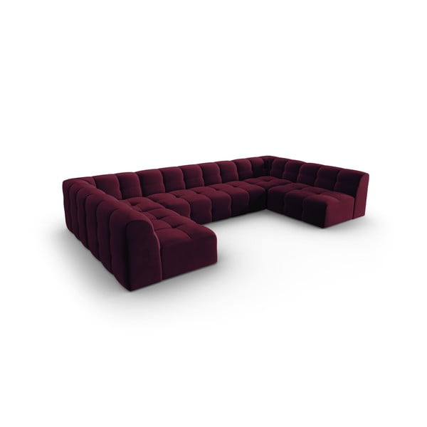 Bordo baršunasta kutna garnitura (u obliku slova "U") Kendal - Micadoni Home-image-3