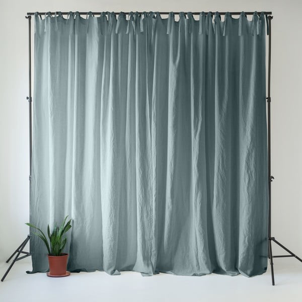 Prljavo plava lanena zavjesa 140x300 cm Blue Fog – Linen Tales