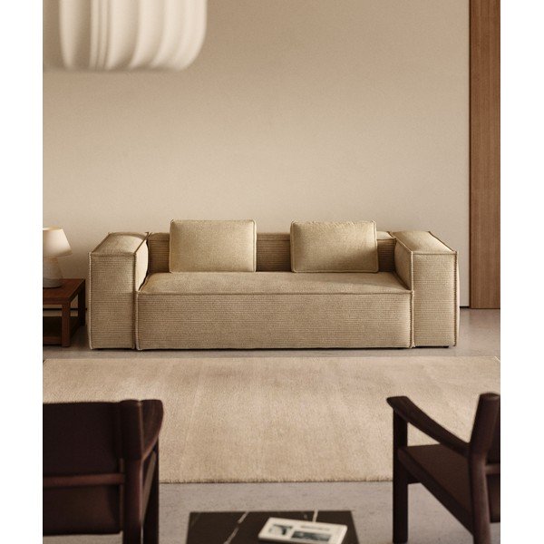 Bež sofa od samta 240 cm Blok – Kave Home-image-1