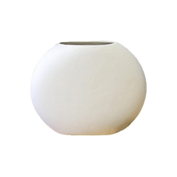 Bijela ovalna keramička vaza Rulina Flat, visina 17 cm