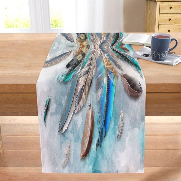 Nadstolnjak 40x130 cm Blue Feather – Mila Home-image-2