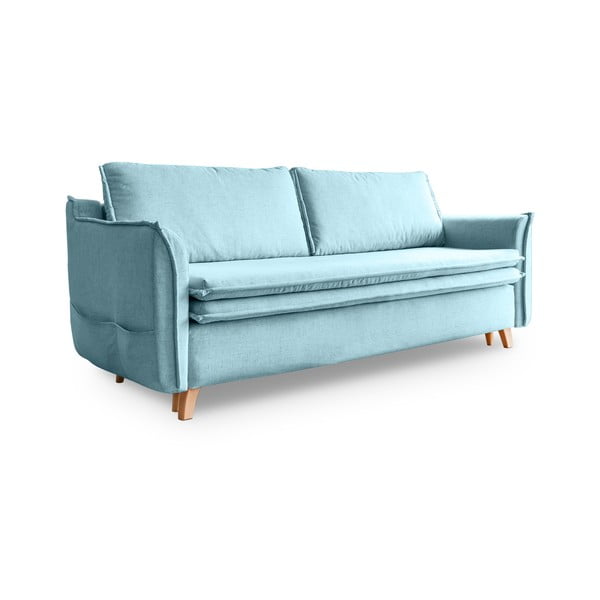 Svijetlo plava sklopiva sofa 225 cm Charming Charlie – Miuform