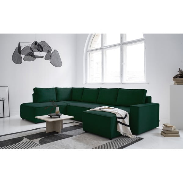 Tamno zelena sklopiva kutna garnitura od samta (s lijevim kutom/u obliku slova "U") Brave Dave – Miuform-image-2