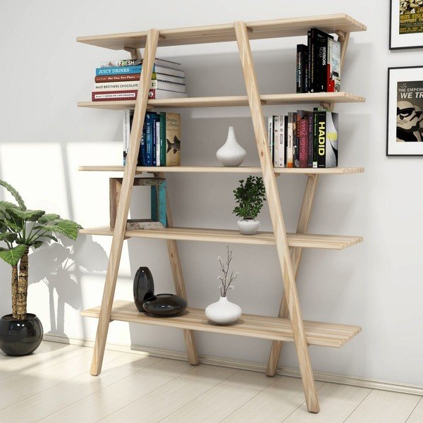 Polica od punog borovog drveta, visina 148 cm-image-1