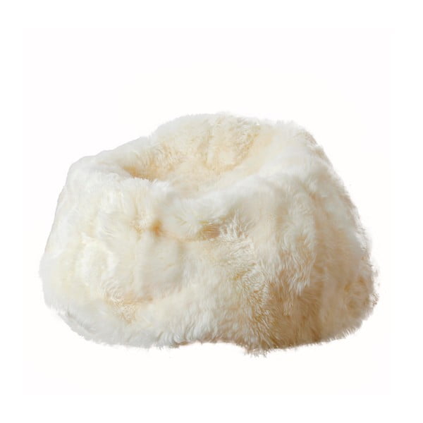 Bijeli puf od ovčje kože Native Natural, ⌀ 110 cm
