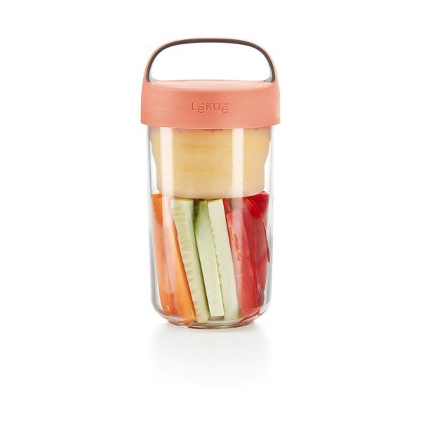 Posuda za juhu s narančastim poklopcem Lékué To Go, 600 ml