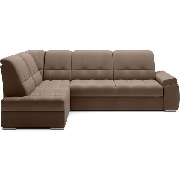 Smeđa baršunasti sklopiva/s prostorom za odlaganje kutna garnitura (s lijevim kutom/u obliku slova L) Sado – ELTAP-image-2