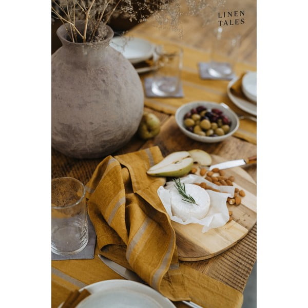 Laneni ubrusi u setu 2 kom Amber Bronze Stripes – Linen Tales-image-2